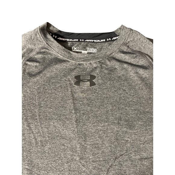 Under Armour Youth HeatGear Long Sleeve Shirt UPF 30+ Protection Gray YLG Fitted - Picture 3 of 4